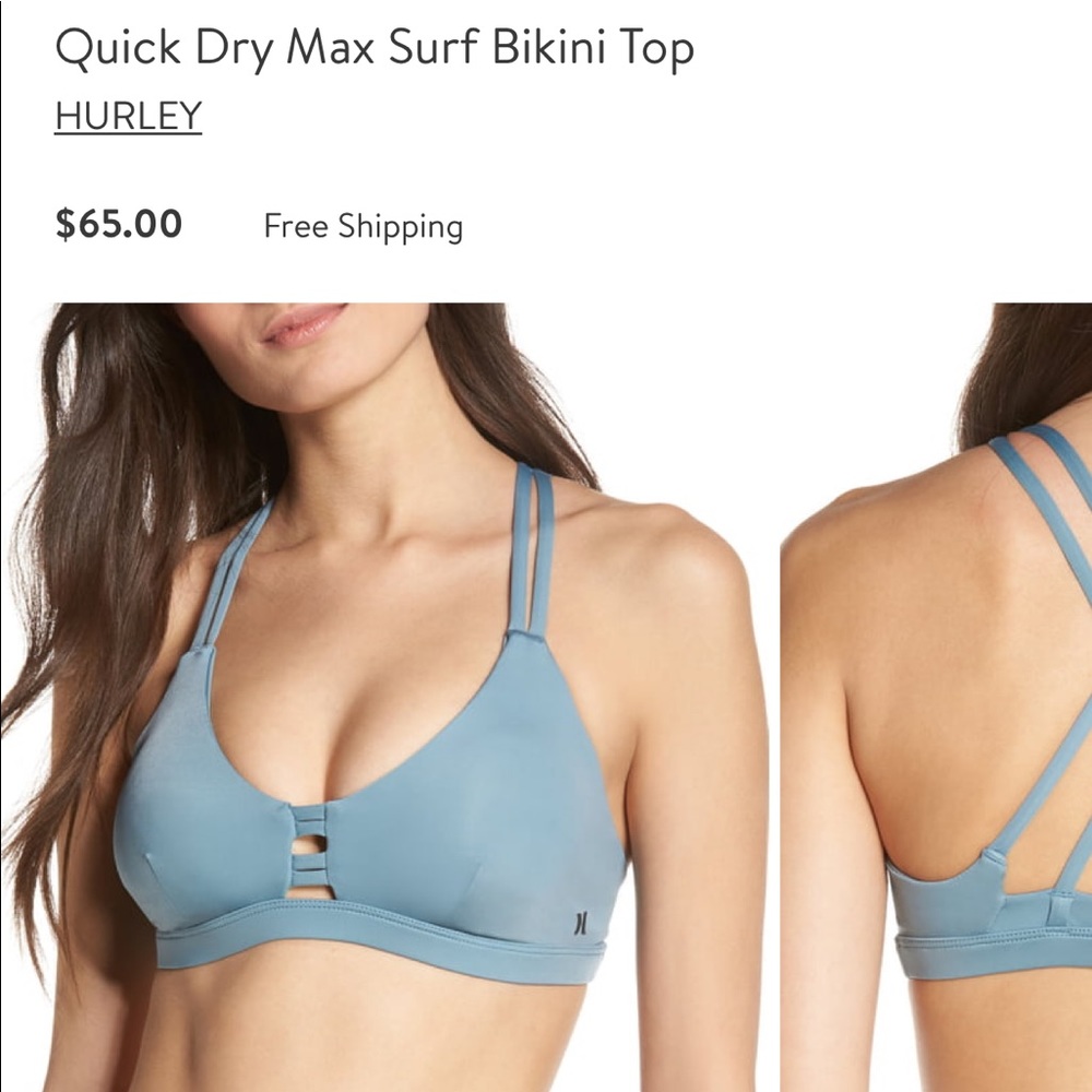 NEW HURLEY QUICK DRY MAX BIKINI TOP